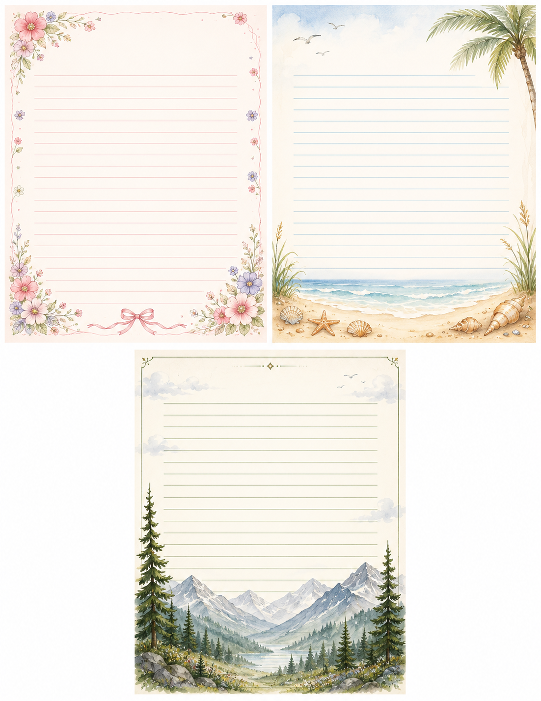 Flower Garden printable letter paper
